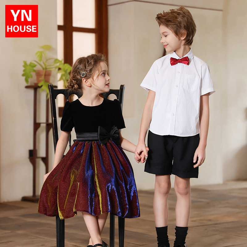 Uniformes de actuación del coro de niños de jardín de infantes para estudiantes de primaria y secundaria, recitación de poesía, discursos, trajes de actuación de danza para niñas