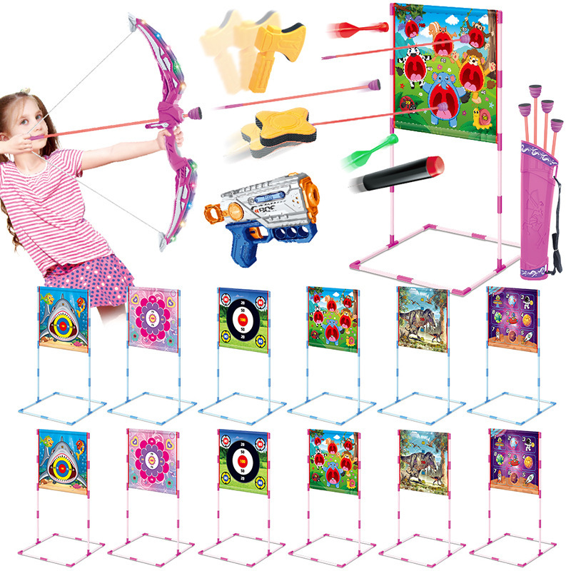 deportes infantiles transfronterizos, arco y flecha, dinosaurios, tiburones, fútbol, lanzamiento con arrowbox, juguetes interactivos para padres e hijos en interiores y al aire libre