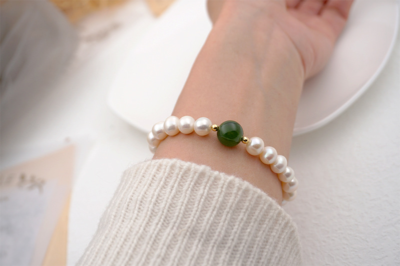 Simple Style Multicolor Pearl Titanium Steel Handmade Bracelets 1 Piece