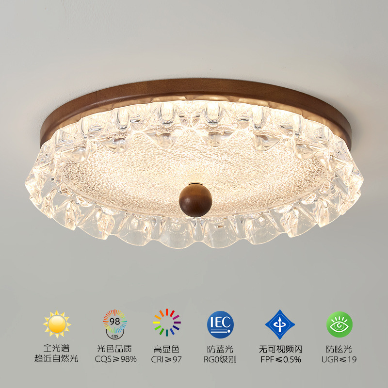 French-style vintage bedroom eye-protecting ceiling lamp, ice crystal light luxury high-end dining room decorative solid wood art lighting fixture French-style vintage bedroom eye-protecting ceiling lamp, ice crystal light luxury high-end dining room decorative solid wood art lighting fixture