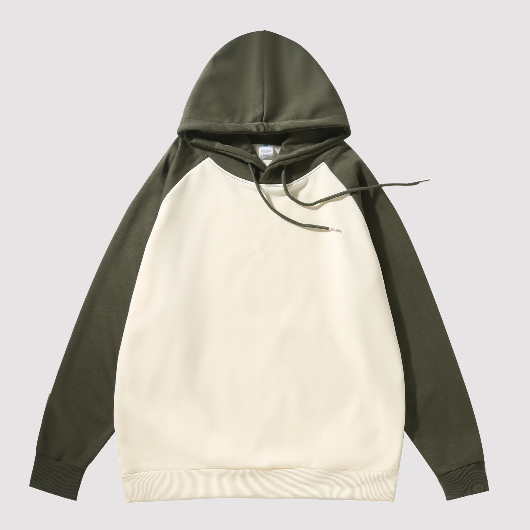 300g suéter con capucha pesado con mangas raglán sudadera con capucha a juego de colores versión coreana americana camisa de fondo con costuras en contraste suelta