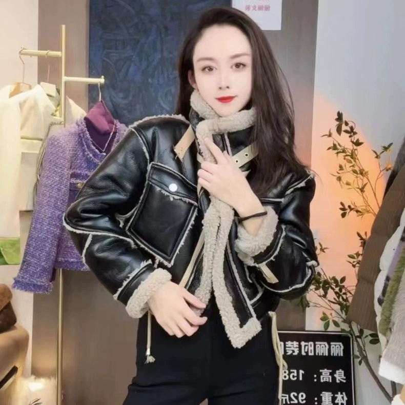 Автокостюм женский крутой кашемир короткий мех зимний мех один толстый бархатный пиджак женский сшитый