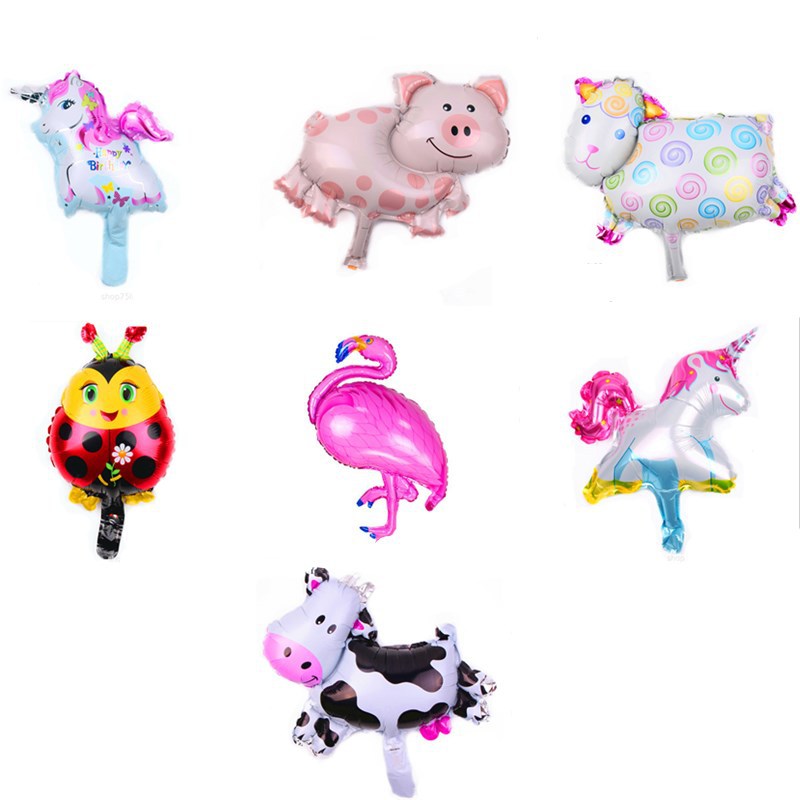 迷你動物豬鋁膜卡通氣球兒童玩具生日派對裝飾迷你奶牛氣球批發