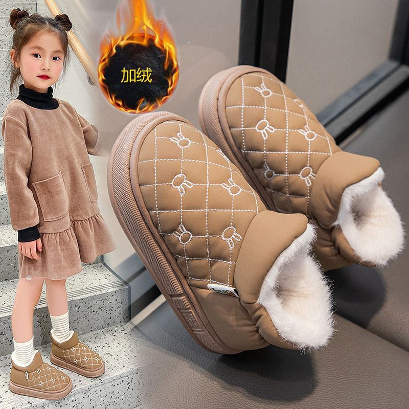 Children's Snow Boots Soft Sole Boys and Girls Cotton Shoes 2025 Winter New Student Plush Thickened Large Cotton Boots Short Boots Trendy