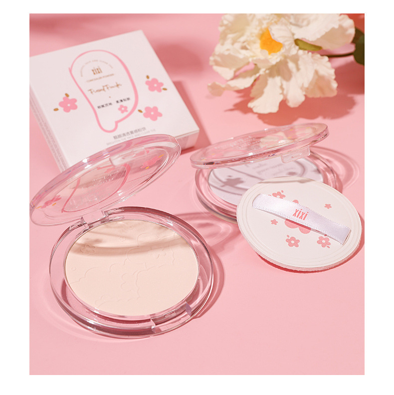 xixi Clear and misty Prime Powder Compact, setting makeup, concealer, long-lasting oil control, skin smoothing, matte finish, brightening, student contouring Powder Compact undefined