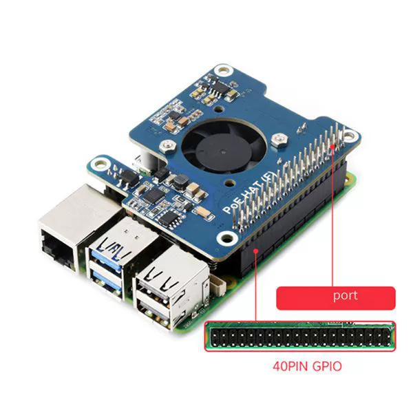 Плата расширения PoE для Raspberry Pi 5, Ethernet-модуль питания, вентилятор, металлический радиатор, поддержка 802.3af/at