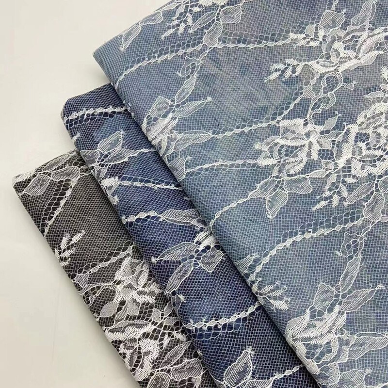 Lace Denim Fabric Tie Flower Fabric Coat Skirt Clothes Bag Handmade DIY Designer Washed Fabric Lace Denim Fabric Tie Flower Fabric Coat Skirt Clothes Bag Handmade DIY Designer Washed Fabric