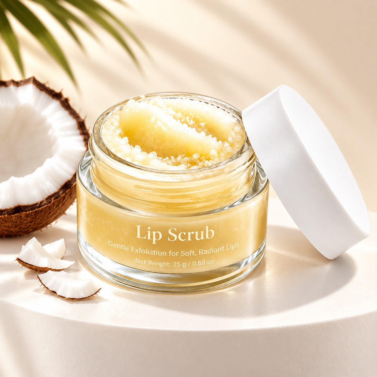 Cross-border Amazon Coconut Lip Scrub: Exfoliates, cleanses, reduces dark pigmentation around the lips, and provides moisturizing and hydrating benefits