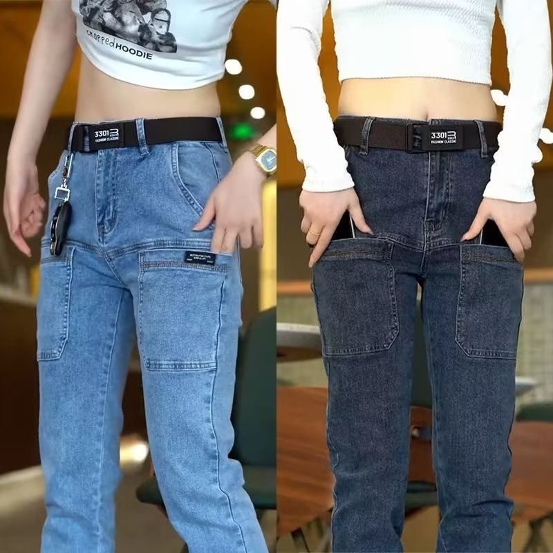 Moda recta simple Mediados de cintura alta japoneses nuevos jeans moda juvenil verano moda hombres pantalones al por mayor