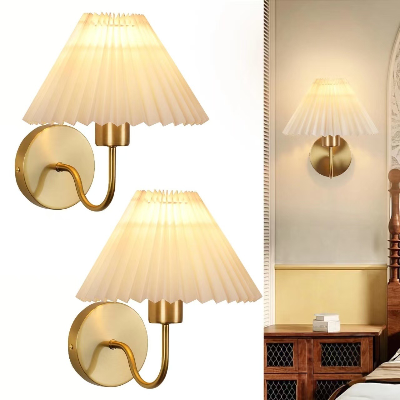 Luz de pared sin cableado transfronteriza americana dormitorio cabecera de cama luz de atmósfera decoración de sala de estar cubierta de lienzo recargable lámpara de pared atenuable