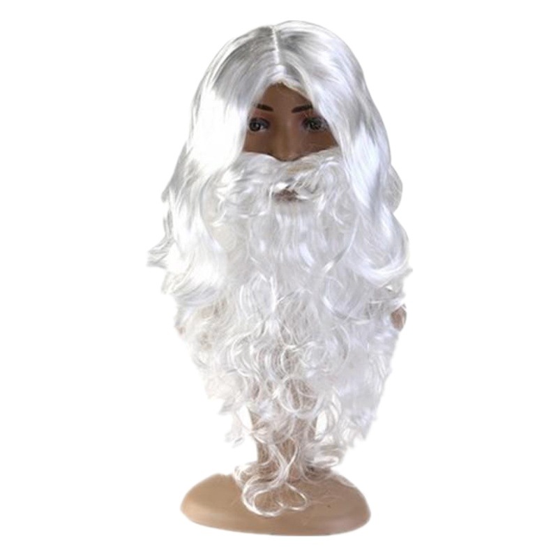 Santa Claus vestir Super gruesa Santa Claus cabeza barba peluca barba blanca traje de comercio exterior