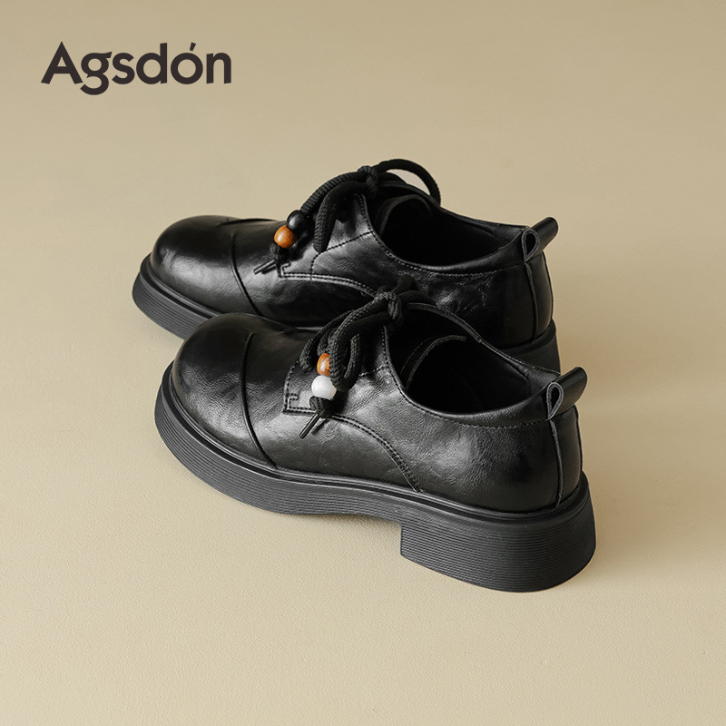 Zapatos Denglefour de agosto de la mujer 2025 otoño nuevo estilo de moda coreana de cordón pequeño zapatos de cuero pequeño zapatos de sola suave