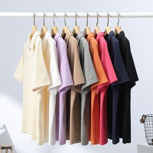 Spring and Summer New 230g Paul Air Cotton Short-Sleeved Pure Color Lapel T-Shirt Women's Casual Basic Polo Shirt Wholesale