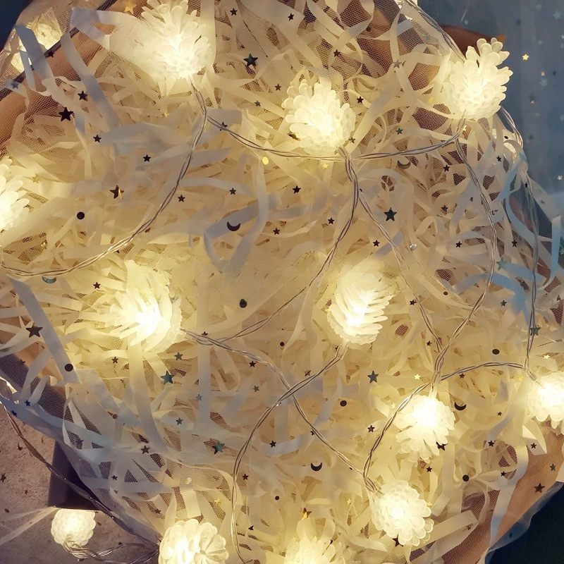 LED популярная гирлянда в виде шишек, рождественская цветная лампа, праздничные принадлежности, резиновая форма, уличное декоративное светодиодное гирляндное освещение