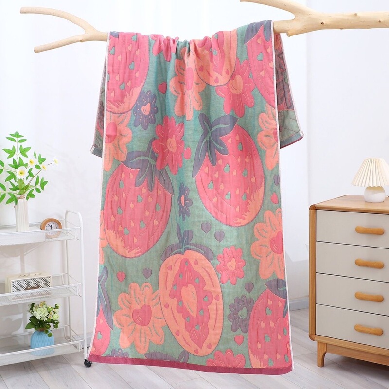 Extra Large Four-Layer Adult Cotton Gauze Bath Towel for Men and Women, Soft Household Absorbent, Non-Quick-Drying, Extra Large Bathing Couple