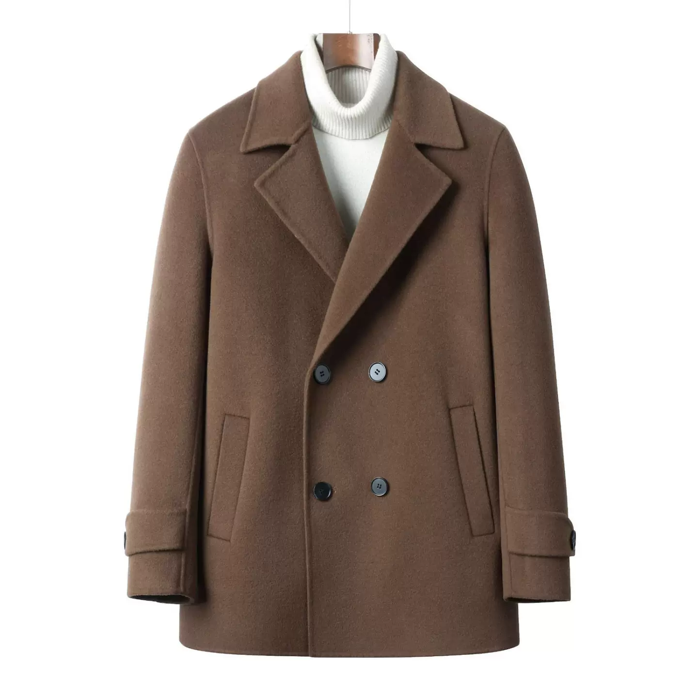 100%羊毛男士纯羊毛双面呢夹克风衣外套