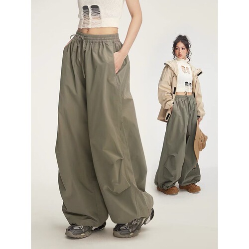 OREETA functional style thin breathable American overalls summer retro fashion brand paratrooper pants with leg casual pants for women