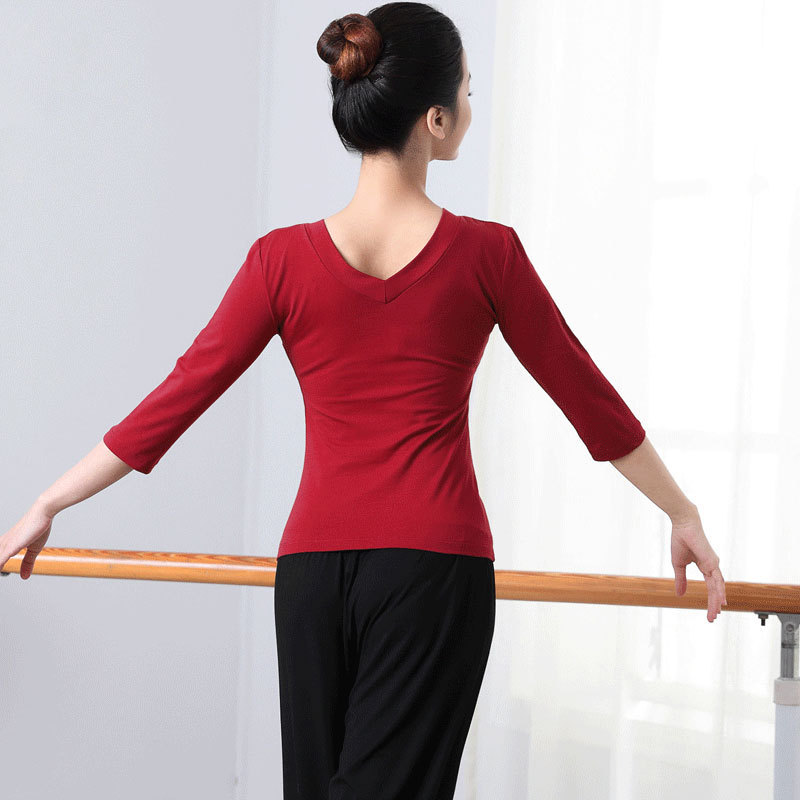Dance Suit Top Women's Body Dance Suit Double V-Neck Latin Dance Suit Yoga Practice Suit Adult Square Dance Suit Dance Suit Top Women's Body Dance Suit Double V-Neck Latin Dance Suit Yoga Practice Suit Adult Square Dance Suit