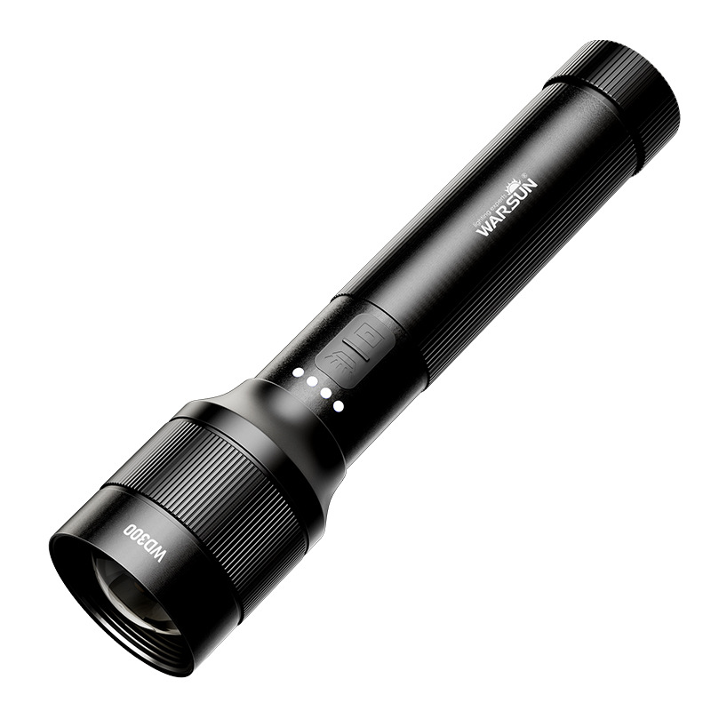 WD300手电筒强光充电户外超亮远射超长续航大容量巡逻家用