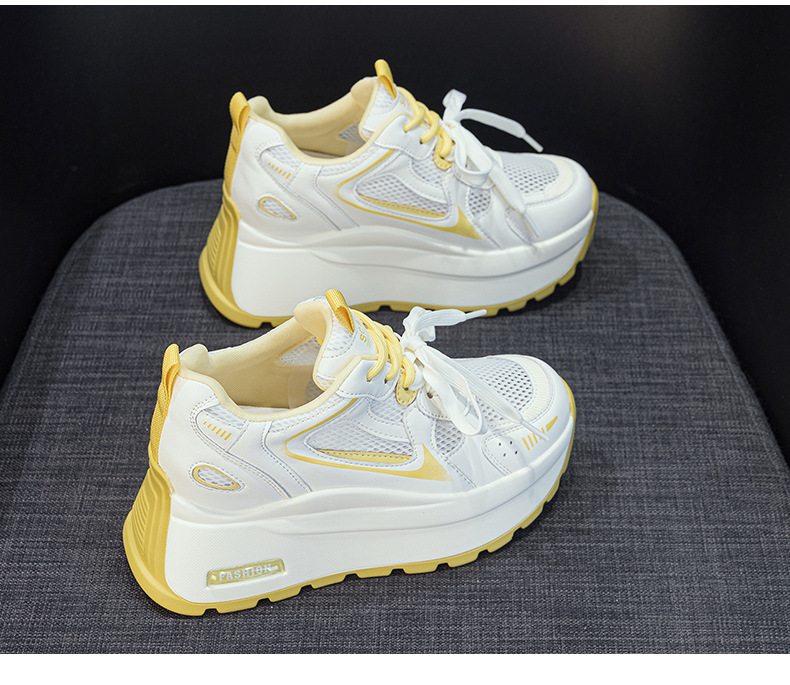 Giày sneaker nữ đế dày phong cách cổ điển, tăng chiều cao, phối màu xám vàng — Xám 5032-1, Vàng 5032-1 chi tiết 22
