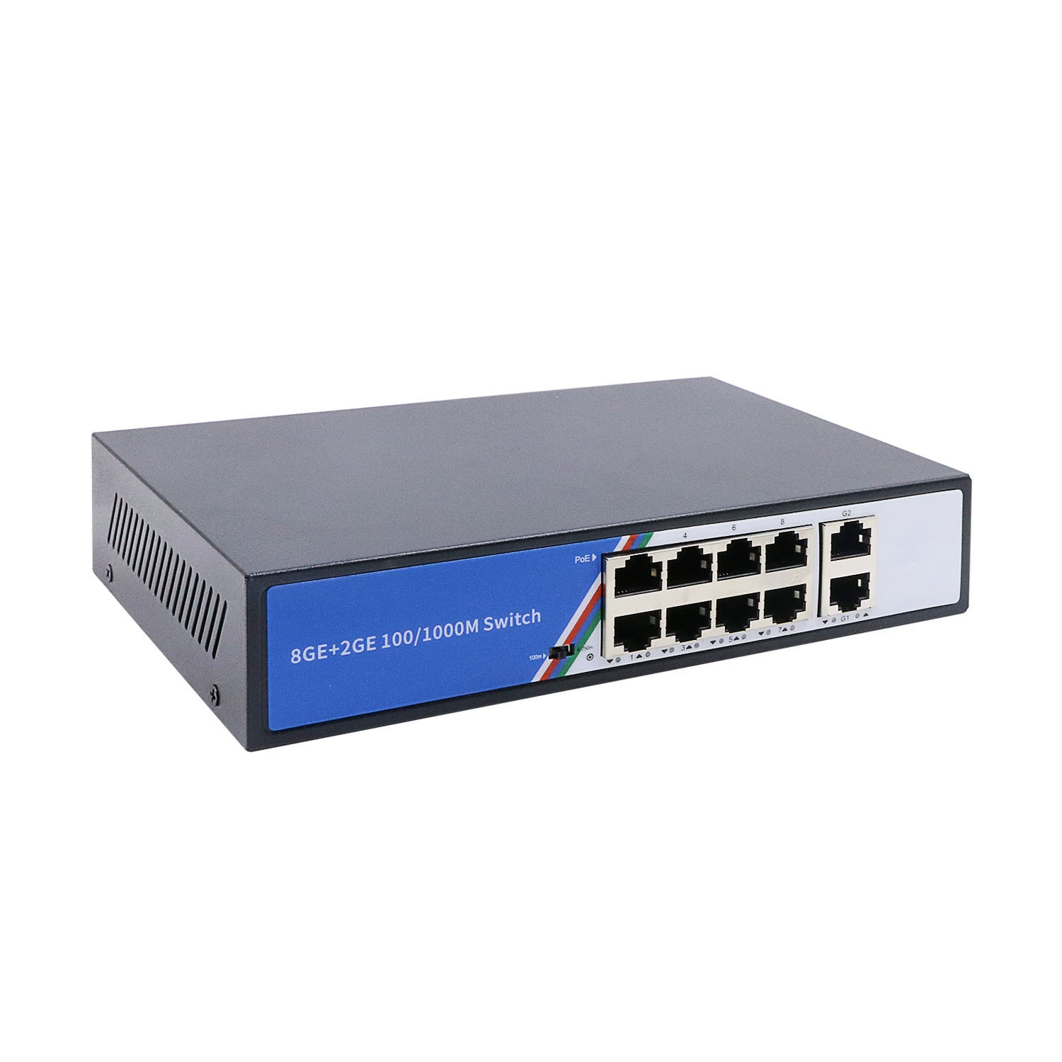 Полный гигабитный 8+2 PoE коммутатор совместим с PT, Hikvision, Dahua, PoE камера, беспроводной AP передача питания сеть