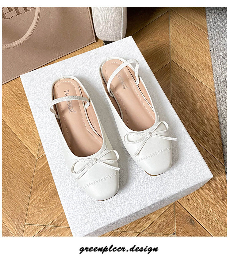 Dép bệt nữ mũi vuông bít mũi thắt nơ, đế cao 3–5 cm — Màu bạc, Màu hồng, Màu trắng, Màu đen chi tiết 33