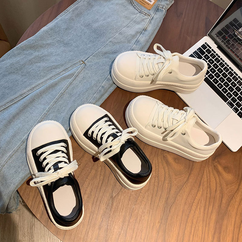 Zapatos de pan de cabeza grande para mujeres zapatos blancos pequeños aumentados en el otoño de 2026 nuevos zapatos de mujer versátiles zapatos de skate casuales image 5