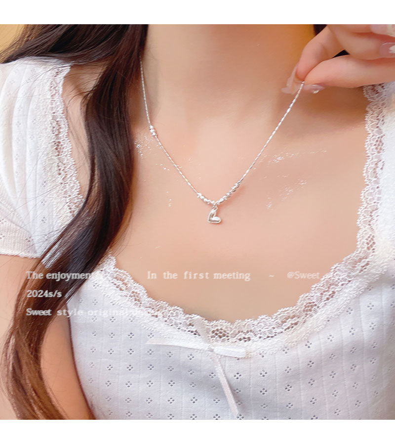 small pieces of silver love necklace for women light luxury minority cold style sweater chain high sense all-match super hot ornament wholesale undefined