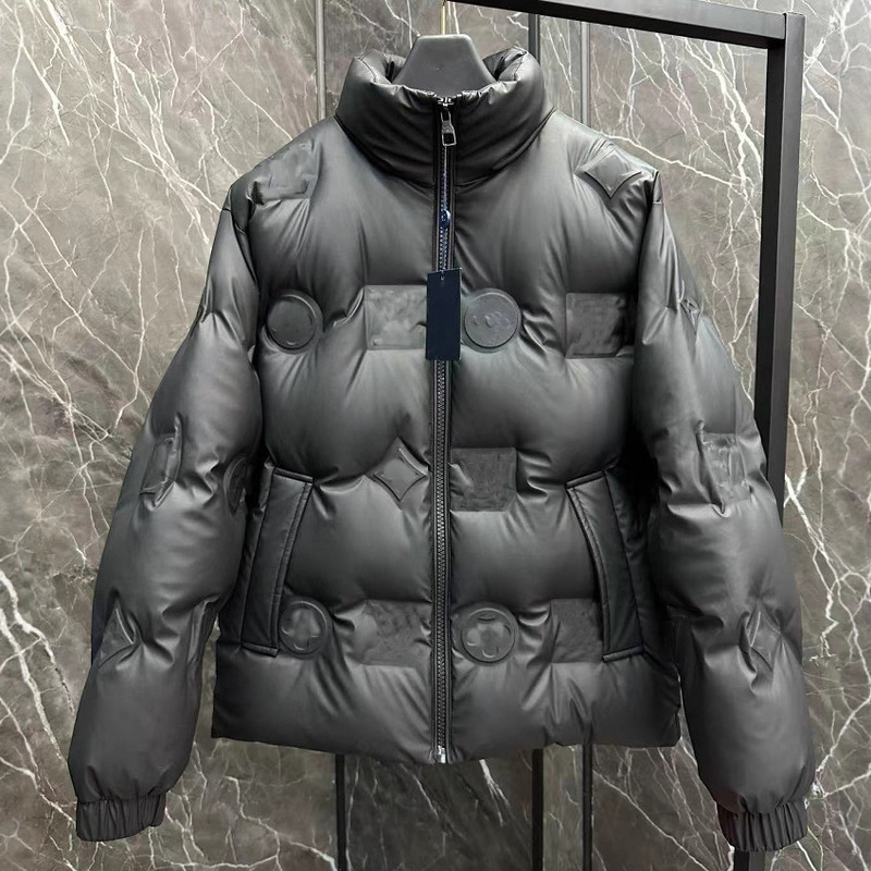 经典图案压印鹅绒男士立领冬装保暖羽绒服外套men feather coat|undefined
