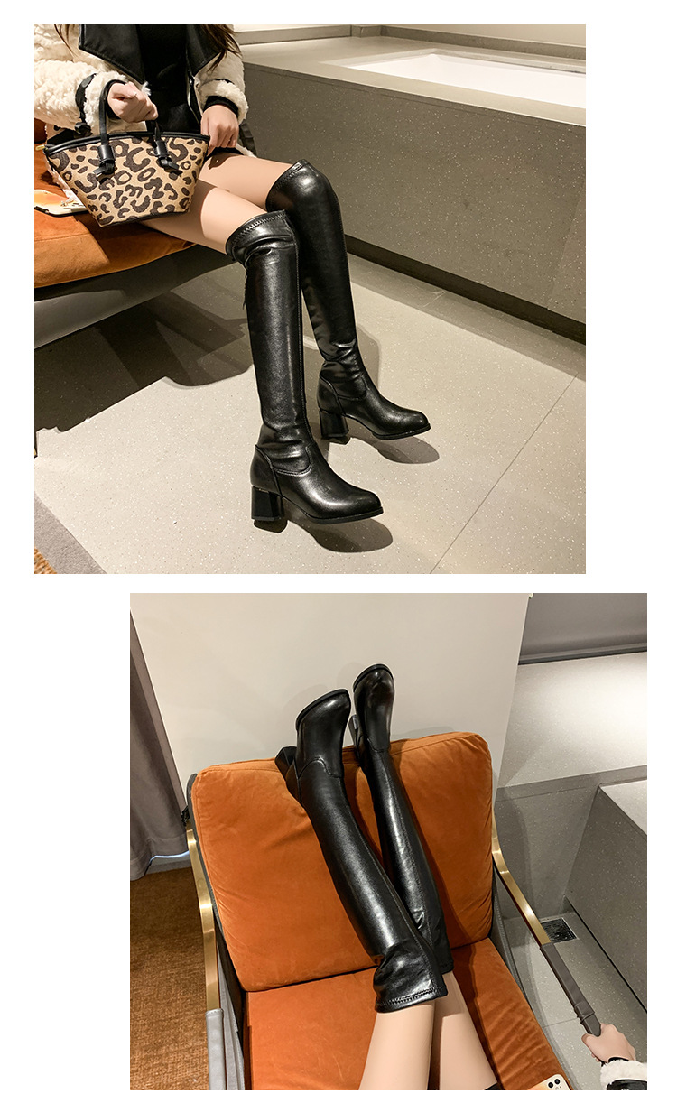 Elastische lange rohr 2023 neue herbst und winter mode, einfache, dicke ferse, spitze zehe frauen Martin stiefel, über die_voghion.com