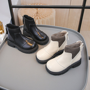Girls' Boots Spring & Fall 2025 New Soft-Soled Socks Boots Boys' Leather Shoes Fashionable Boots Leather Boots Casual Short Boots