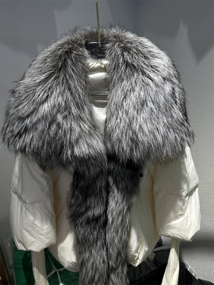 Women's Down Jacket With White Duck Down And Fur Short Coat_voghion.com
