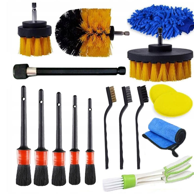 Factory direct sale cross-border electric drill brush tire brush 16 piece set detail brush gap brush set clear combination electric drill brush