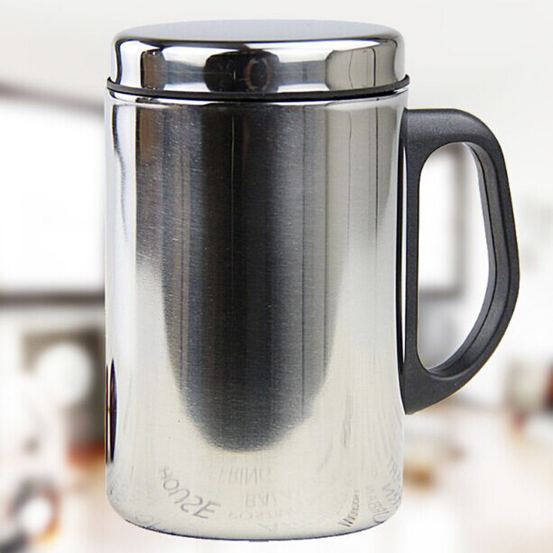 无磁不锈钢水杯 双层保温隔热杯  带磁无网杯 办公杯 四季礼品杯