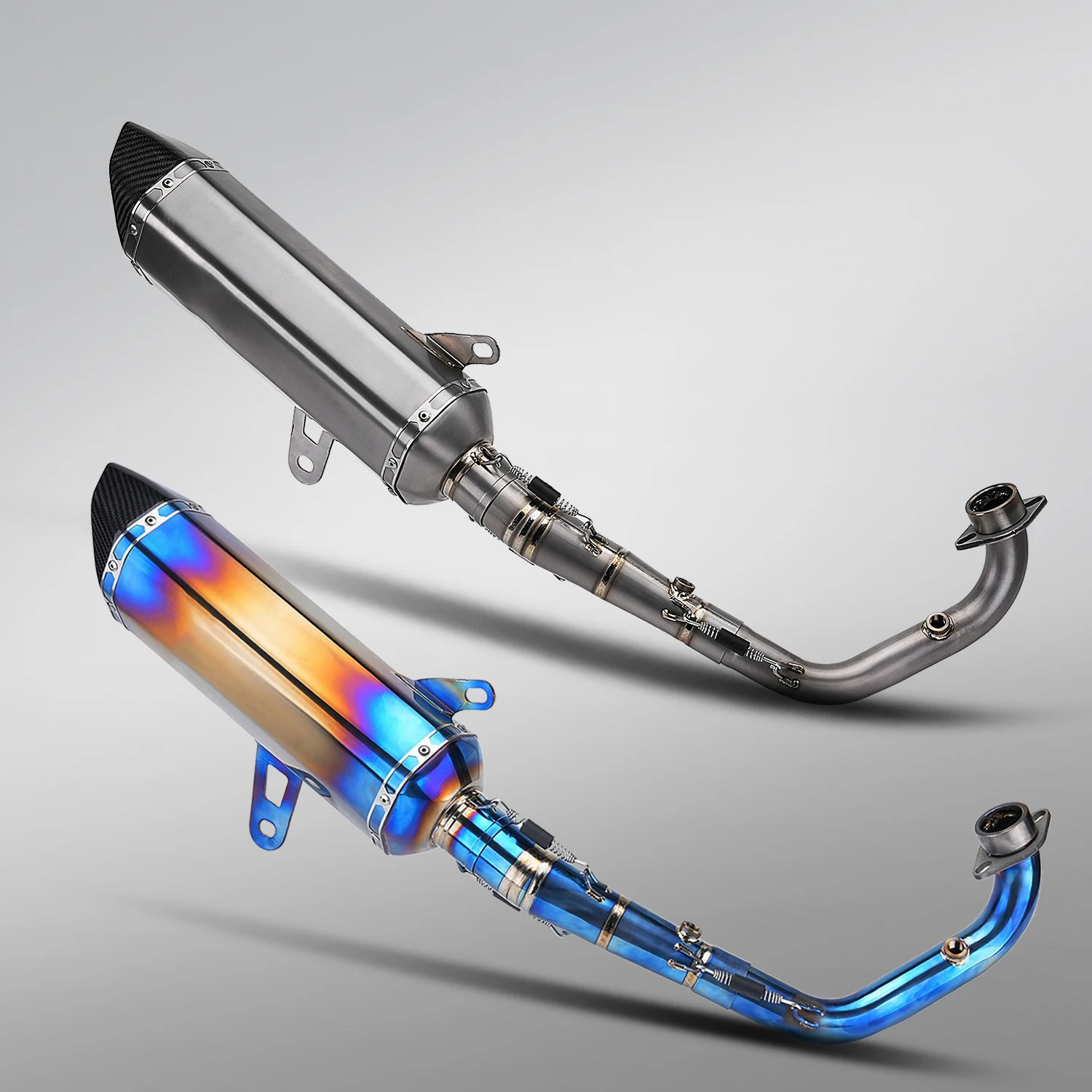 Zontes 368G/E Modified Exhaust Pipe Front Section and Tailpipe, Zontes 400g Dedicated Exhaust, Non-Destructive Installation