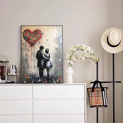 跨境新款情人相擁親吻浪漫帆布畫裝飾油布畫客廳臥室家居裝飾畫芯