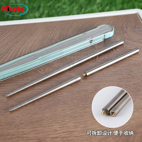 Outdoor pure titanium chopsticks portable foldable and detachable square chopsticks for home use camping high temperature resistant titanium alloy tableware wholesale