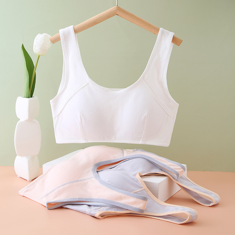 Girls' Underwear for Ages 12-16, Vest-Style Bra for Early Development Stage, Suitable for Primary and Middle School Students, Without Underwire, with Anti-Bump Design, Thin Bra
