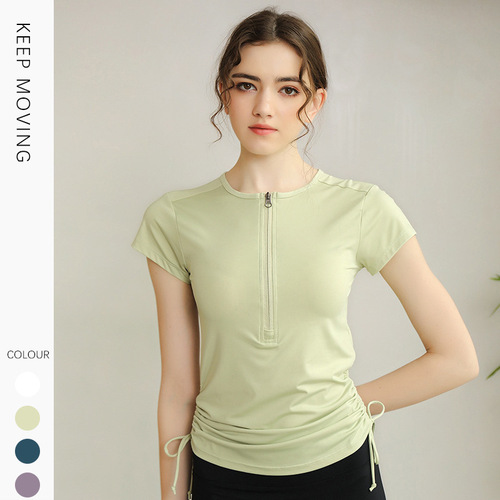 Summer lulu same style yoga wear for women sports running yoga dance T-shirt fitness wear short-sleeved quick-drying top summer