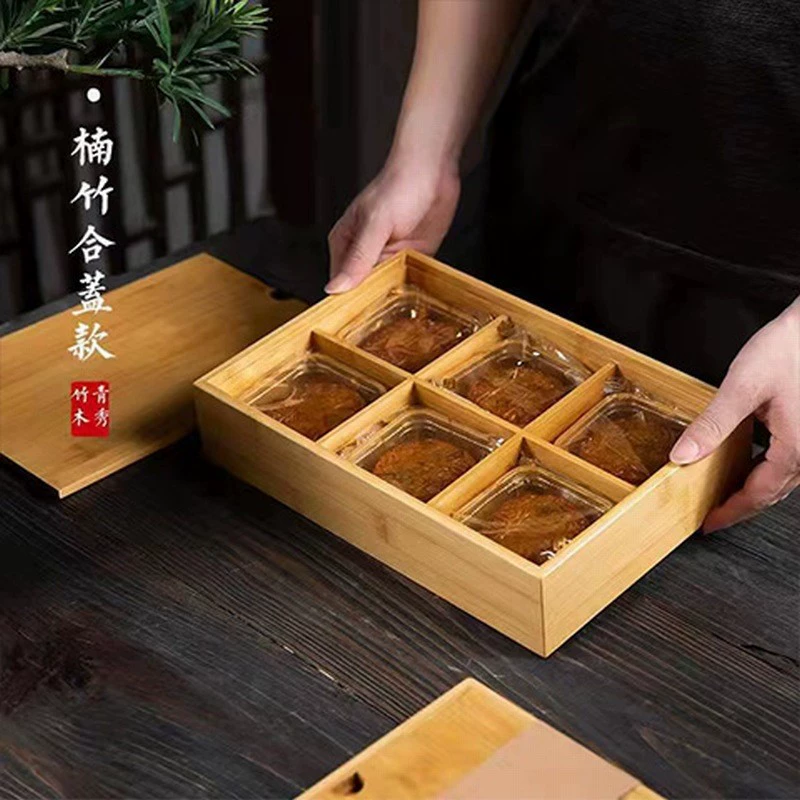 Праздник середины осени лунный пирог подарочная коробка Nanzhu деревянный лунный пирог упаковочная коробка Праздник середины осени лунный пирог подарочная коробка упаковка 4 сетки для хранения деревянная коробка