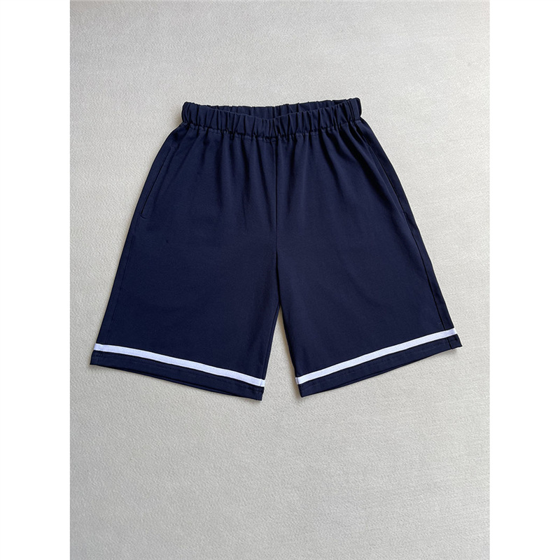 New summer school uniform pants, dark navy blue with white stripes, thin and stretchy, perfect for primary and secondary school students.