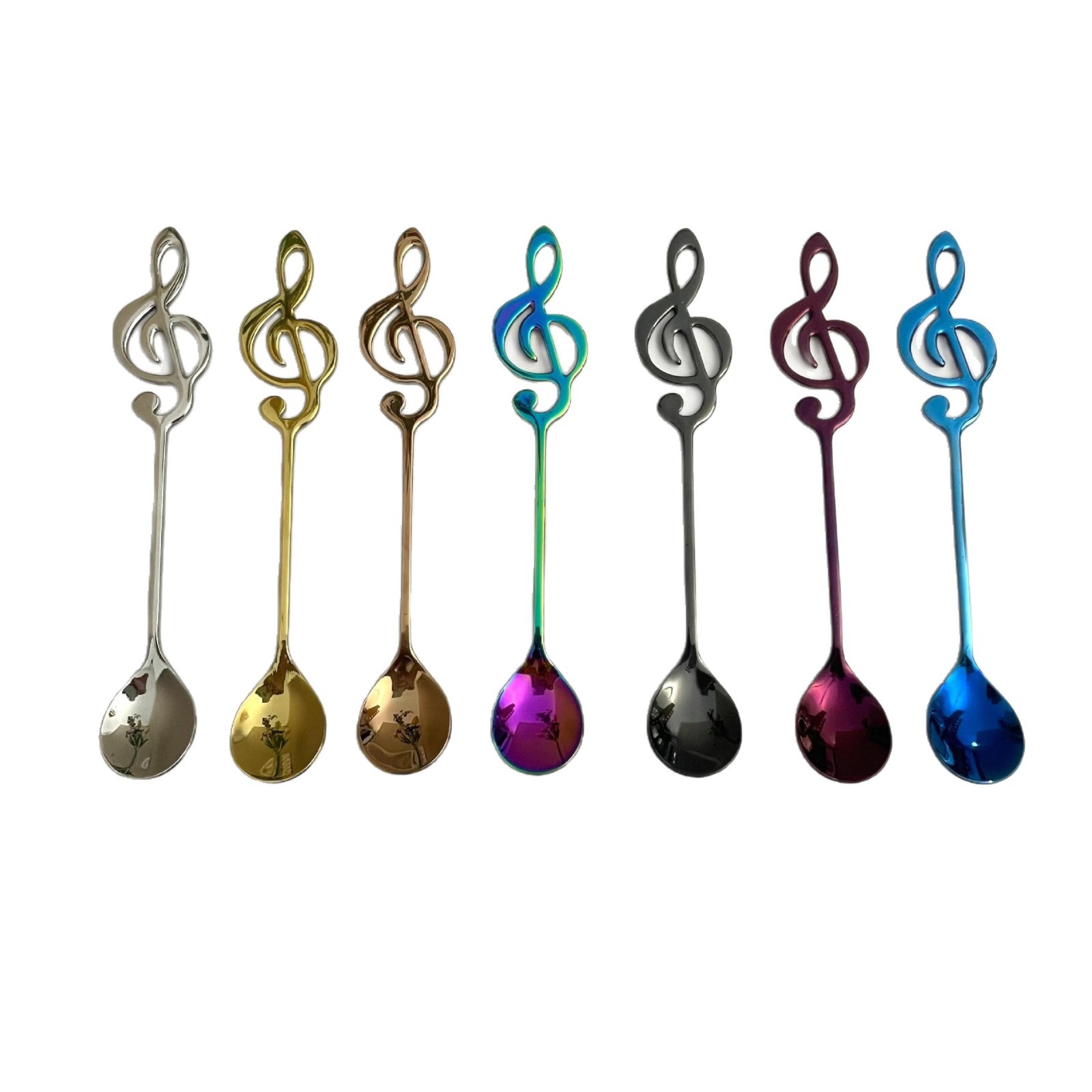 Großhandel für Kaffeelöffel mit Musiknotenmotiv aus Edelstahl 304, kreativ und farbenfroh, für Kuchen und Desserts_voghion.com