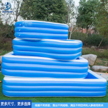 IHOMEINF蓝白方形充气水池inflatablepool家用户外游泳池便携安装