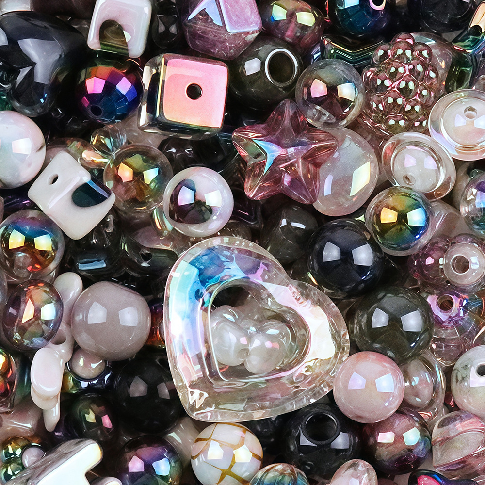 電気メッキUVカラー高光沢異形人魚姫穴あきビーズ手作りDIYネックレス携帯ストラップ材料パックアクセサリー