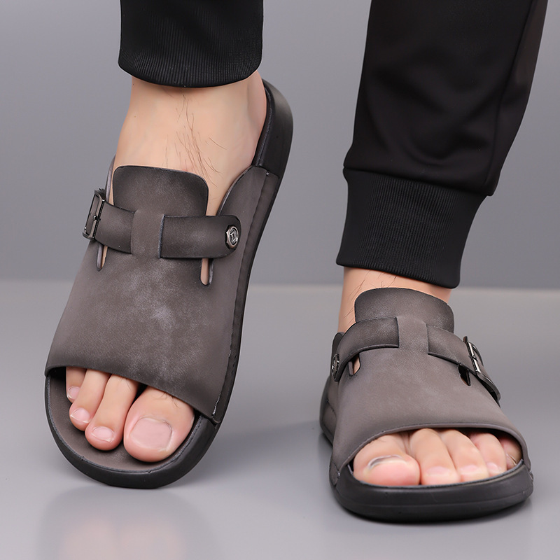 Men's Slippers 2025 Summer New Style Suede Texture Light Luxury Slip-On Lazy Slippers