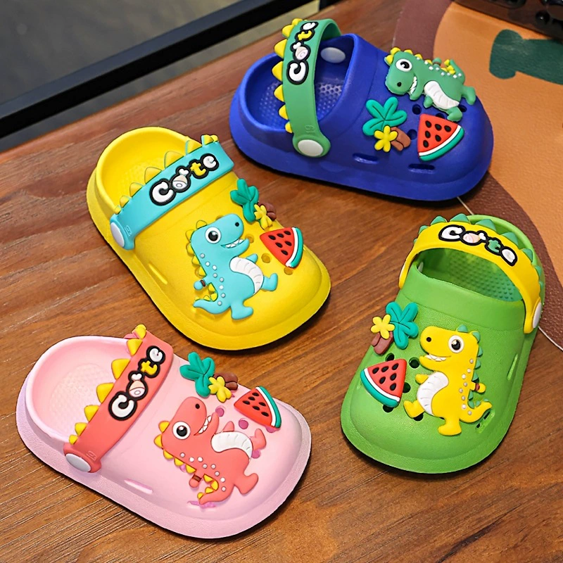 Детская обувь «крокодил», детские тапочки, летние сандалии для мальчиков и девочек, детская ванная комната Baotou, нескользящая мягкая подошва, маленький динозавр