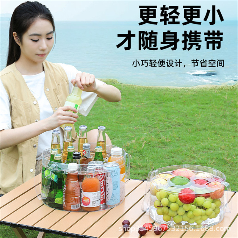户外折叠脸盆旅游便捷式透明手提式水桶旅行水盆户外野营必带神器