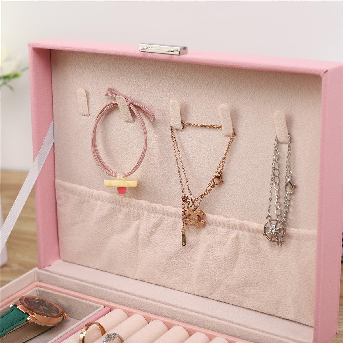Daily Occasion Pu Leather Material Elegant Simple Style Classic Style Solid Color Pu Leather Jewelry Boxes