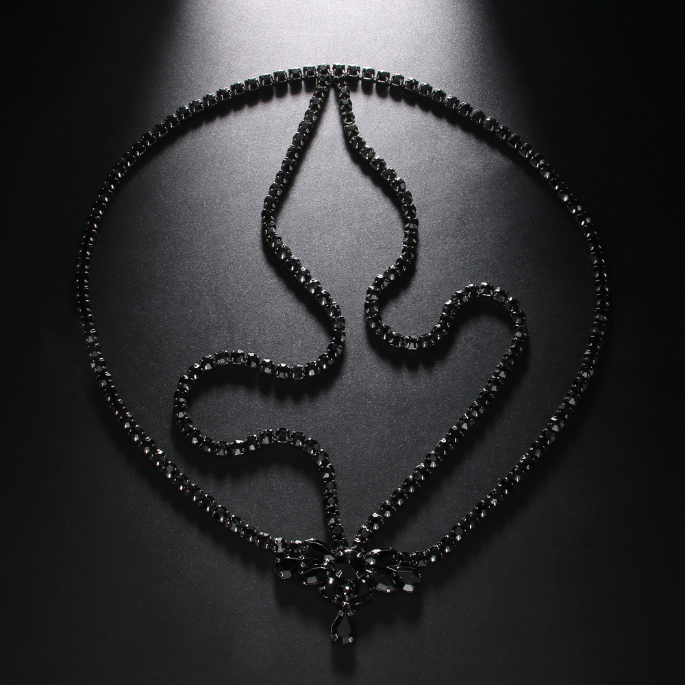 Amazon venta caliente cadena de frente de diamante moda cadena de cabello de diamante accesorios simples para mujeres Headwear