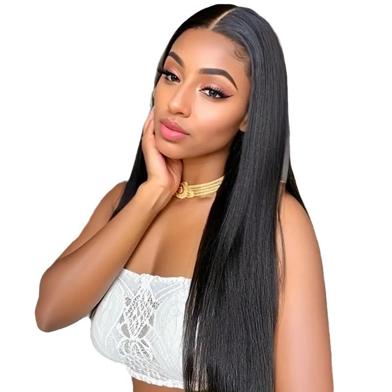 Parrucca lace wig lunga liscia sintetica clip-in per uso quotidiano_voghion.com